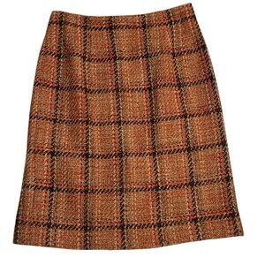 Vintage Talbots Tweed Plaid Wool Skirt Dark Academia Preppy USA Made